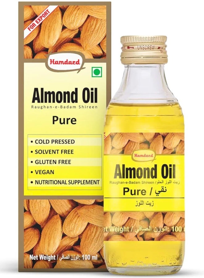 Hamdard 100% Pure Almond Oil (Roghan-e-Badam Shireen) – Natural Cold-Pressed Oil for Brain Health, Strength & Nourishment – 100 ml - Image 1